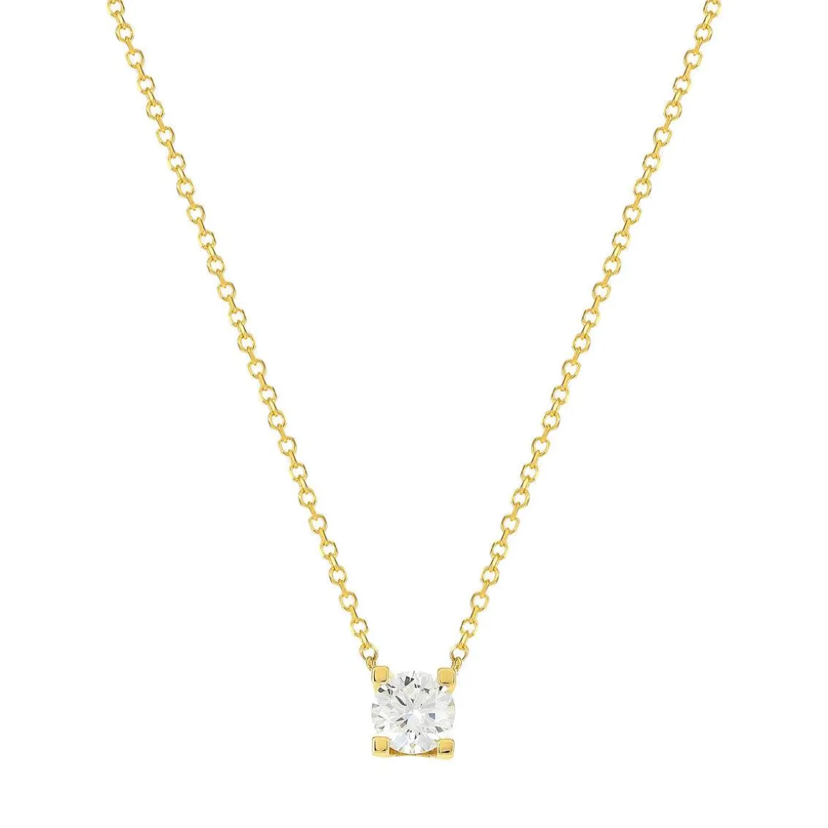 Collier or jaune 750 diamant synthétique 42 cm 0.50 carat