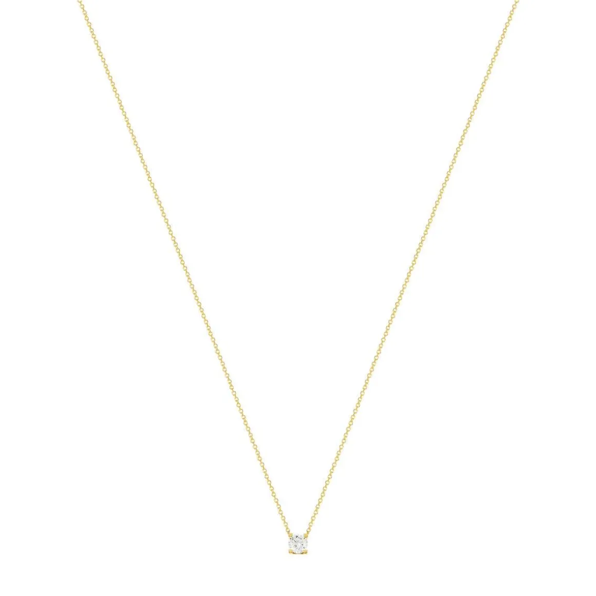 Collier or jaune 750 diamant synthétique 42 cm 0.50 carat