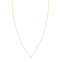 Collier or 750 jaune diamant synthétique 0.15 ct 42 cm