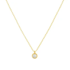 Collier or 750 jaune diamant taille brillant 0.10 ct 42cm