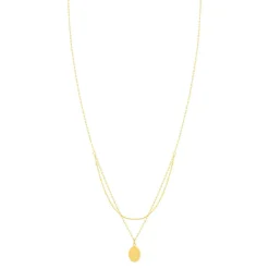 Collier or 375 jaune double rang médaille Vierge miraculeuse 42 cm