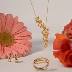Collier or 375 jaune fleur 45 cm