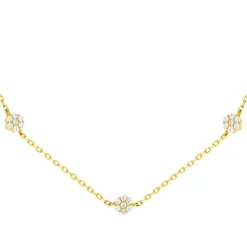 Collier or jaune 375 fleurs zirconias 45 cm