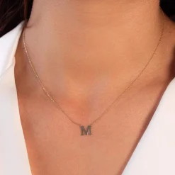 Collier or 375 jaune initiale 44.5cm
