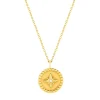 Collier or jaune 375 médaillon motif étoile zirconia 45 cm