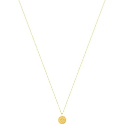 Collier or jaune 375 médaillon motif étoile zirconia 45 cm