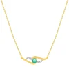 Collier or 375 jaune émeraude diamants 45 cm