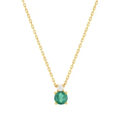 Collier or 375 jaune émeraude zirconia, 45 cm