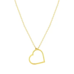 Collier or 375 jaune, motif coeur 45 cm