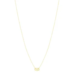Collier or 375 jaune, motif coeur et infini 45 cm