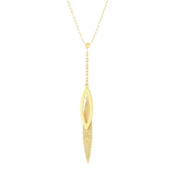 Collier or jaune 375 motif feuille 42 cm