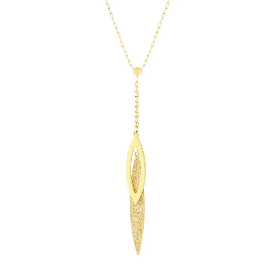 Collier or jaune 375 motif feuille 42 cm