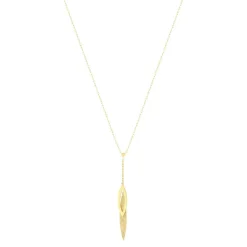 Collier or jaune 375 motif feuille 42 cm