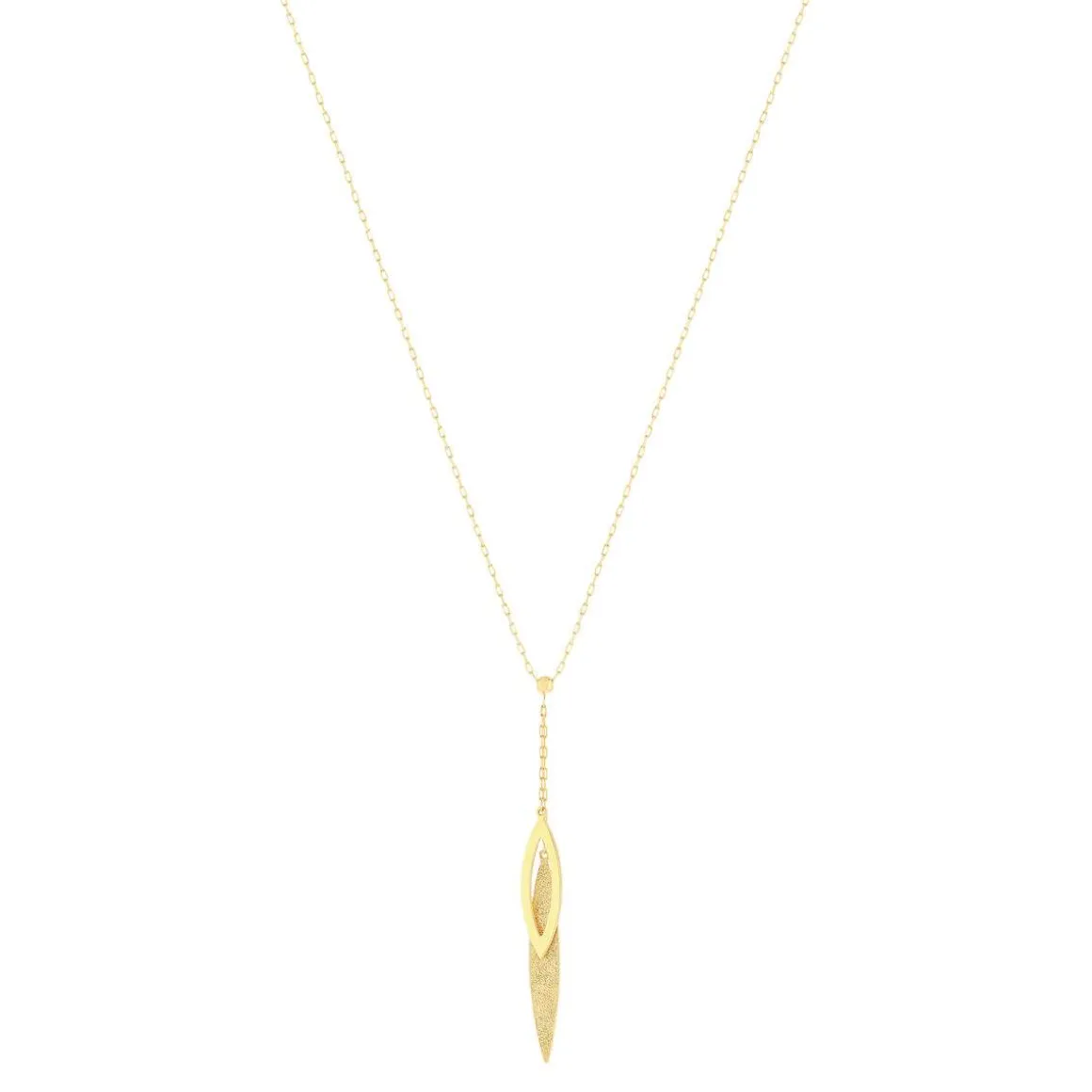Collier or jaune 375 motif feuille 42 cm