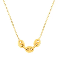 Collier or 375 jaune 3 motifs grain de café 45cm
