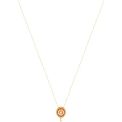 Collier or 375 jaune or camées oranges 45cm