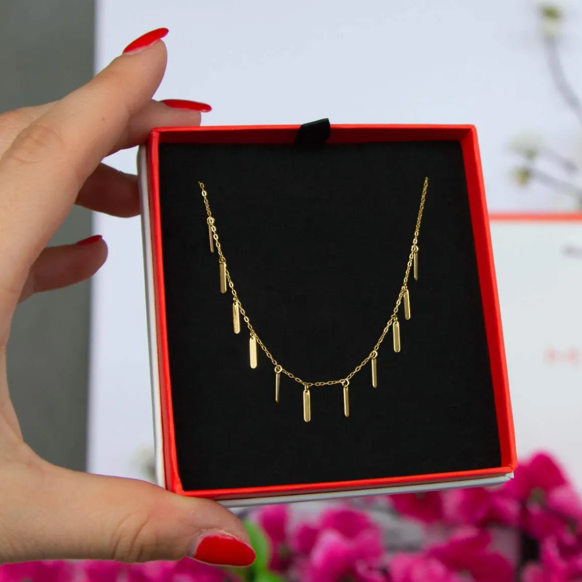 Collier or jaune 375 pampilles 43 cm