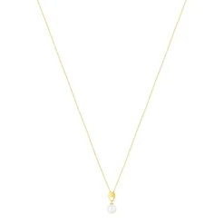 Collier or jaune 375, perle de culture de Chine. Longueur 45 cm.