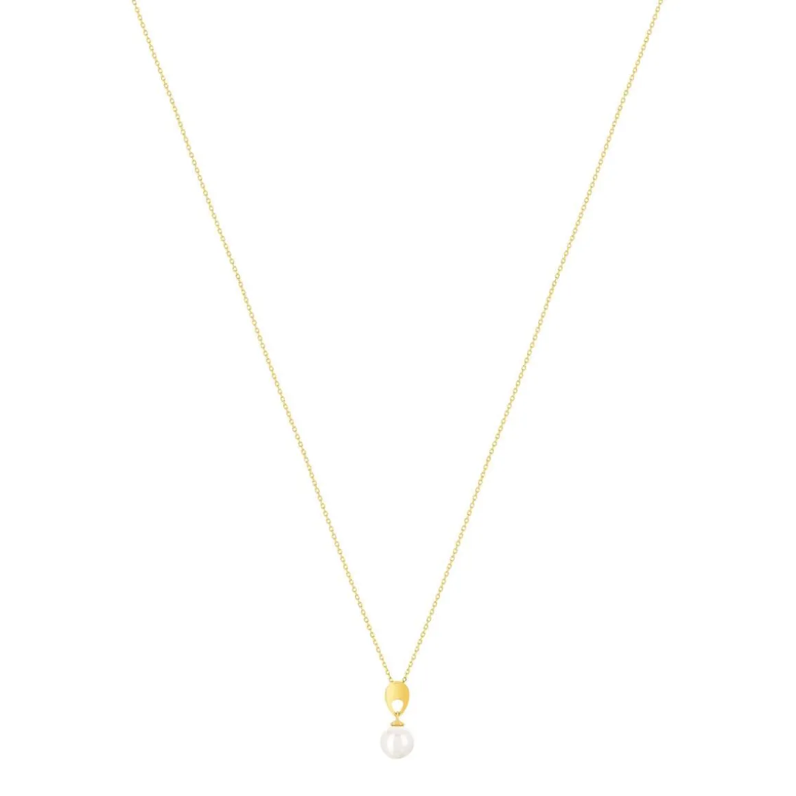 Collier or jaune 375, perle de culture de Chine. Longueur 45 cm.