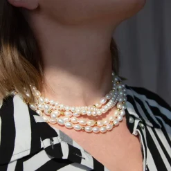 Collier or jaune 375 perles de culture de chine 42 cm