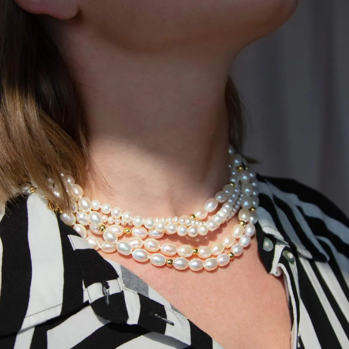Collier or jaune 375 perles de culture de chine 42 cm