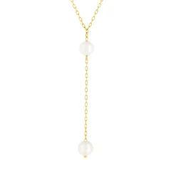 Collier or jaune 375, 2 perles de culture de Chine. Longueur 40 cm.