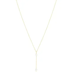 Collier or jaune 375, 2 perles de culture de Chine. Longueur 40 cm.
