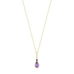 Collier or 375 jaune pierres fines taille poire et diamant 45 cm