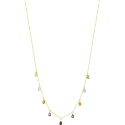 Collier or 375 jaune pierres fines 45cm