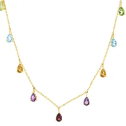 Collier or 375 jaune pierres fines 45cm