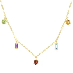 Collier or 375 jaune pierres fines 45cm