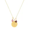 Collier or 375 jaune pierres synthétiques violettes 45cm