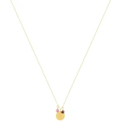 Collier or 375 jaune pierres synthétiques violettes 45cm