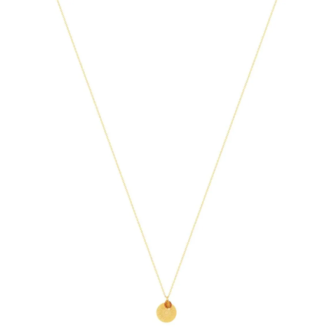Collier or 375 jaune pierres synthétiques oranges 45cm