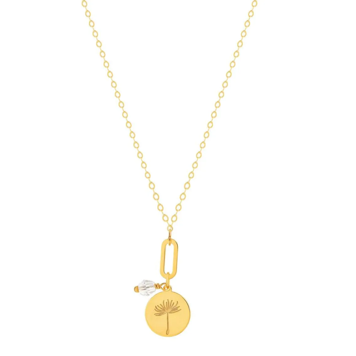 Collier or 375 jaune pierres synthétiques blanches 45cm