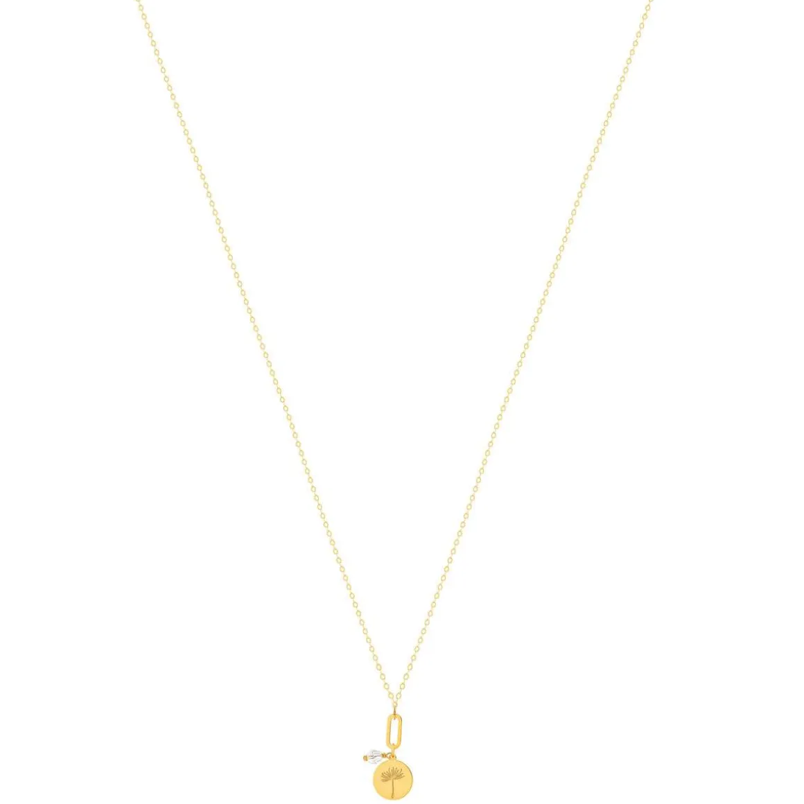 Collier or 375 jaune pierres synthétiques blanches 45cm
