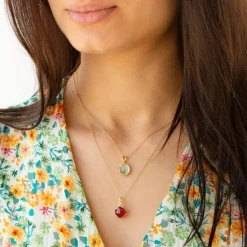 Collier or 375 jaune quartz vert 48 cm