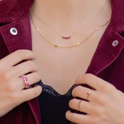 Collier or jaune 375 rubis 43 cm