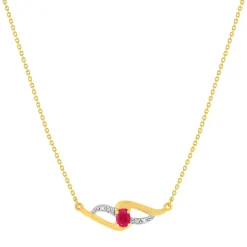 Collier or 375 jaune rubis diamants 45 cm