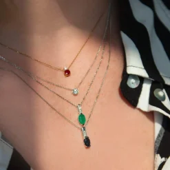 Collier or 375 jaune rubis zirconia, 45 cm