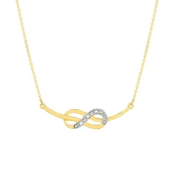 Collier or jaune 375 2 tons diamants infini 45 cm
