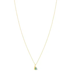 Collier or 375 jaune 2 tons emeraude et diamant 45cm avec anneau de raccourcissement 42cm