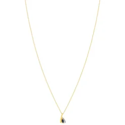 Collier or 375 jaune 2 tons saphir et diamant 45cm avec anneau de raccourcissement 42cm