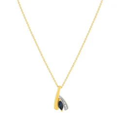 Collier or 375 jaune 2 tons saphir et diamant 45cm avec anneau de raccourcissement 42cm