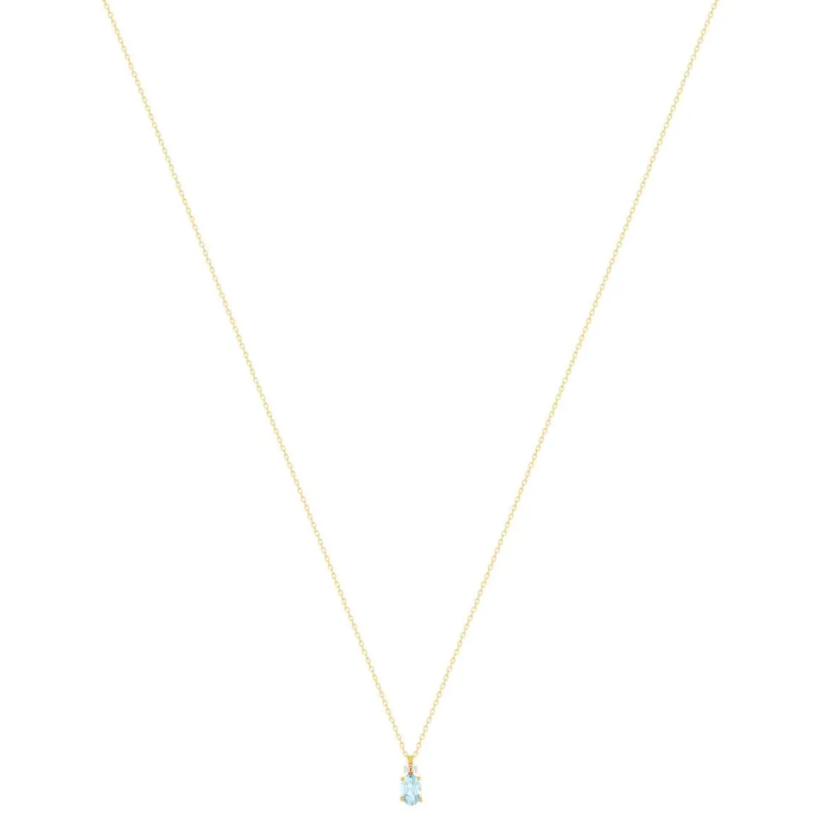 Collier or 750 jaune topaze Sky Blue traitée et diamants 45cm