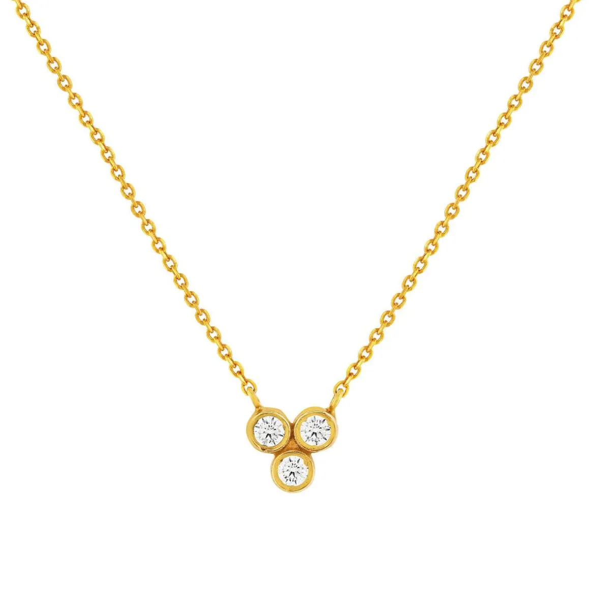 Collier or 375 jaune zirconias blancs 45 cm