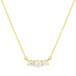 Collier or 375 jaune zirconias, 45 cm