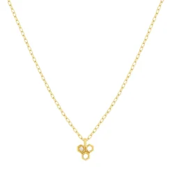 Collier or 375 jaune zirconias motif nid d'abeilles 45cm