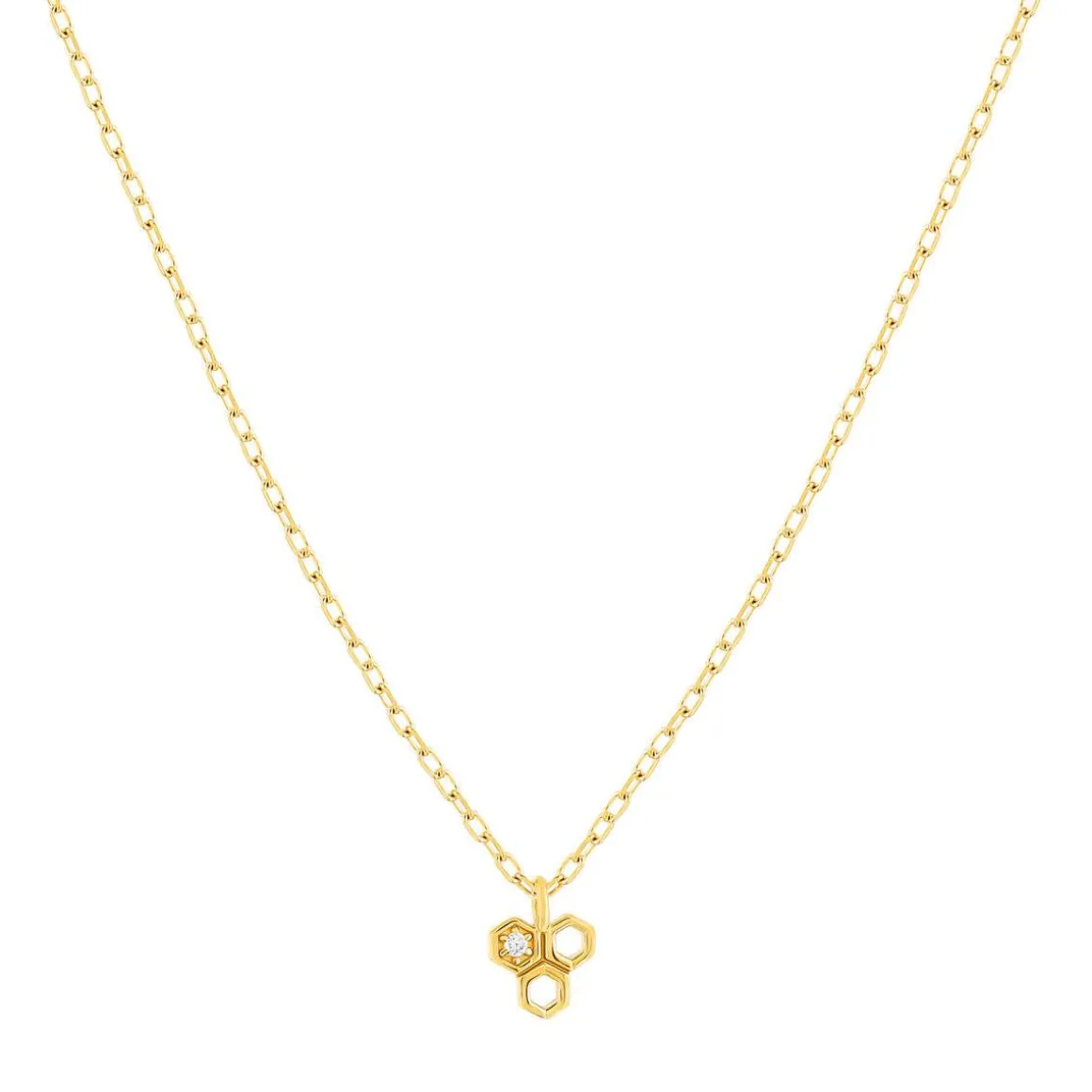 Collier or 375 jaune zirconias motif nid d'abeilles 45cm
