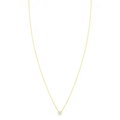 Collier or 375 jaune zirconias, motif coeur 45cm